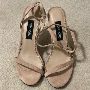 Tom Ford Padlock Stiletto Heels Nude Suede Size 39 Gently Used